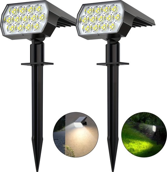Lot De 2 Lampes Solaires Extérieures Murales - IP65, 3 Modes Avec Détecteur Mouvement - Pour Portail, Jardin, Terrasse