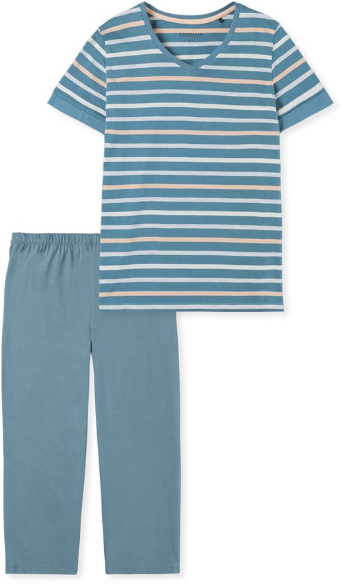 Schiesser Schlafanzug 3/4 kurzarm Dames Pyjamaset - bluegrey - Maat L