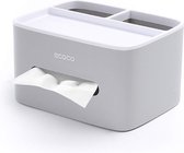 Multifunctionele tissue-box, afstandsbedieninghouder met zakdoekdoos, multifunctionele bureau-organizer, pennenhouder, pennenhouder, pennenhouder, telefoonbox, grijs