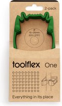 Toolflex One - 2-Pack Gereedschapshouders met Groene Adapter - Geschikt voor Ø15-35 mm Gereedschappen - Muurbevestiging met Veilige Installatiekit - Ruimtebesparend en Veilig - Exclusief voor Toolflex One Producten