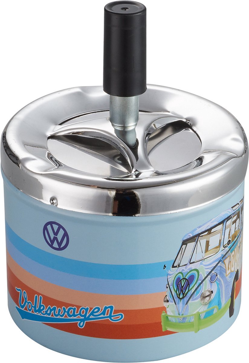 Volkswagen Asbak voor Buiten - Met Deksel - Blauw Design - Duurzaam - 7cm x 9.5cm