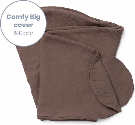 Foto: Doomoo basics cover hoes voor voedingskussen comfy big biokatoen 190cm tetra chocolate