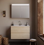 Serie Emilia - Meuble de salle de bain / Meuble à miroir - 85 cm - Chêne clair - MDF - Moderne