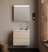 Serie Emilia - Meuble de salle de bain / Meuble à miroir - 65 cm - Chêne clair - MDF - Moderne