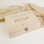Theedoos - Thee cadeau - Houten theedoos - Peter vragen - Peter cadeau - Wil jij mijn peter zijn