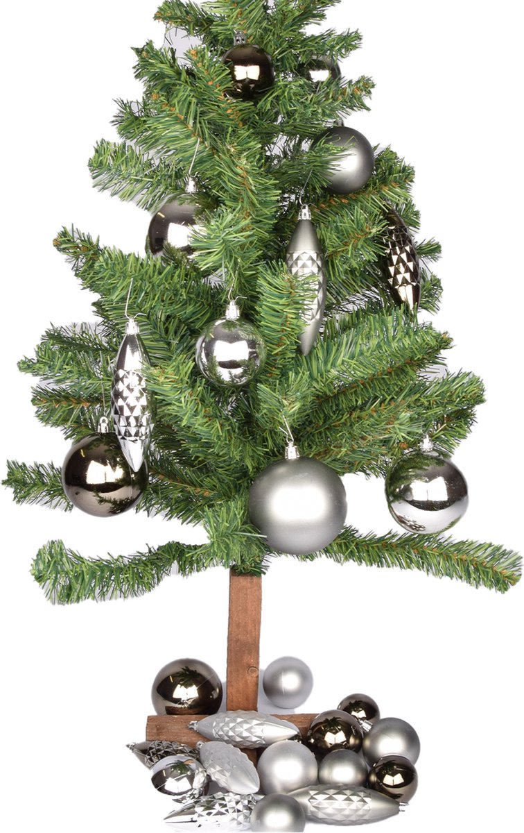 Kerstballen Set - Kerstdecoratie Ballen - Kerstboom Versieren - Glanzend en Mat - 31 Stuks - Zilver – foto 4