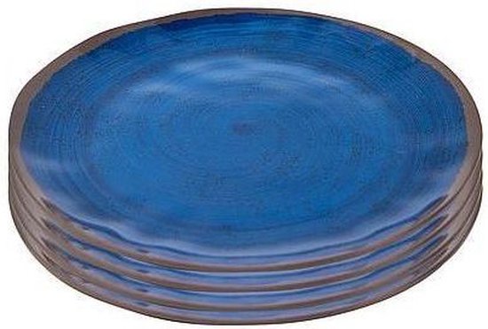 Bo-Camp - Ontbijtbord - Halo - 4 Stuks - Melamine - Blauw van Bo-Camp — afbeelding 4