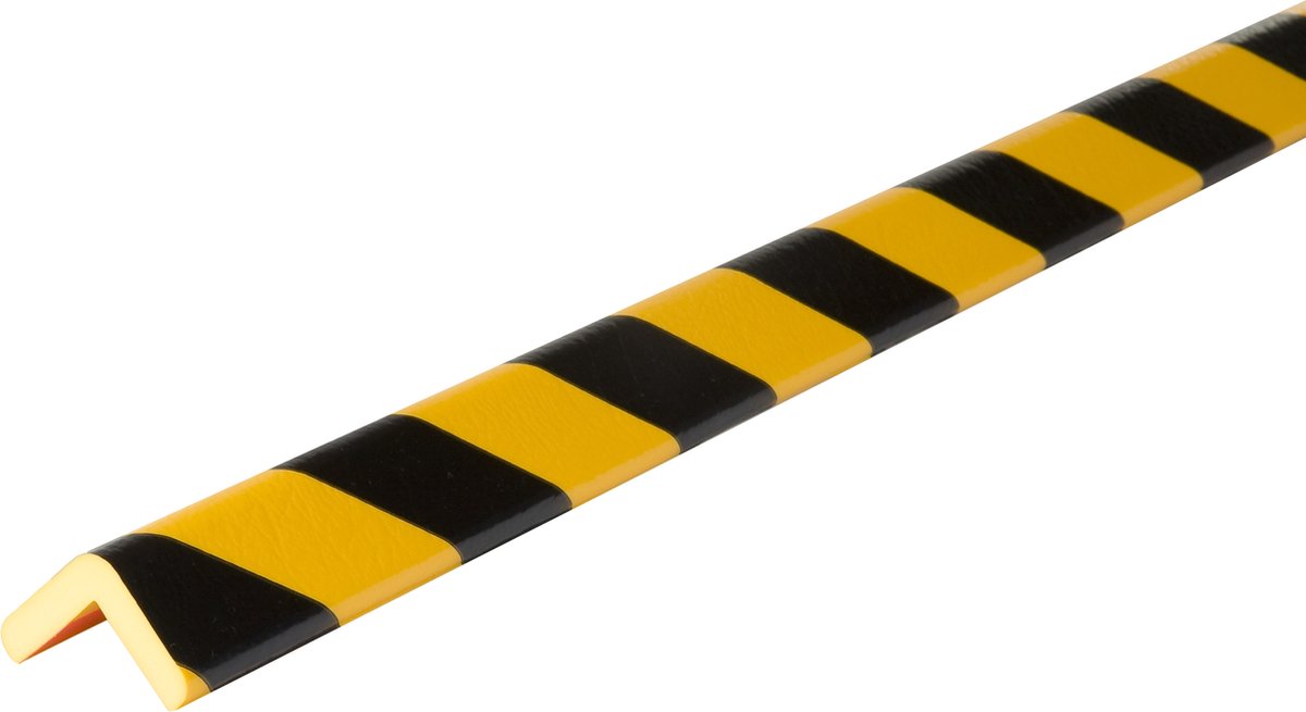 Knuffi stootrand hoekprofiel type H – geel-zwart – 5 meter - Geel & Zwart - 500 cm x 47 mm x 47 mm- - Polyurethaanschuim (PU) - - Voor binnen & buiten