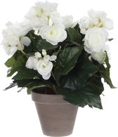 Mica Decorations Begonia Kunstplant in Bloempot Stan - H30 x Ø25 cm - Wit