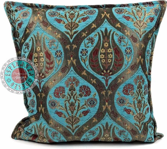 Tulip turquoise kussenhoes/cushion cover ± 45x45cm
