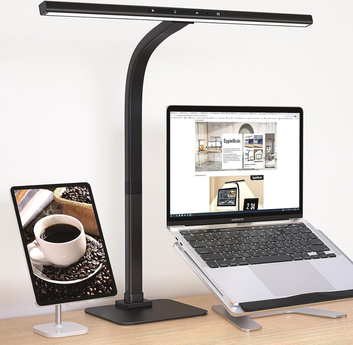 Monitor Lamp - Dimbare LED Bureaulamp - Verstelbare Gooseneck - Dimfunctie - Moderne Werkbankverlichting