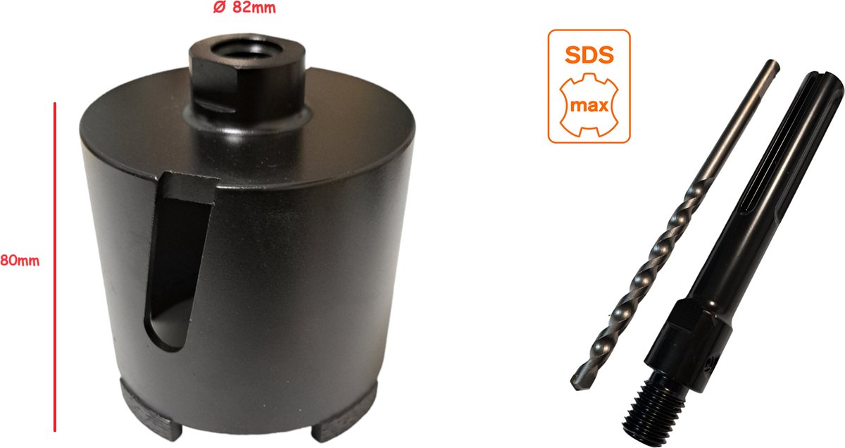 M16 Diamant Ø82mm SDS-MAX steen dozenboor gaten boorkroon met boor en spie voor electra dozen