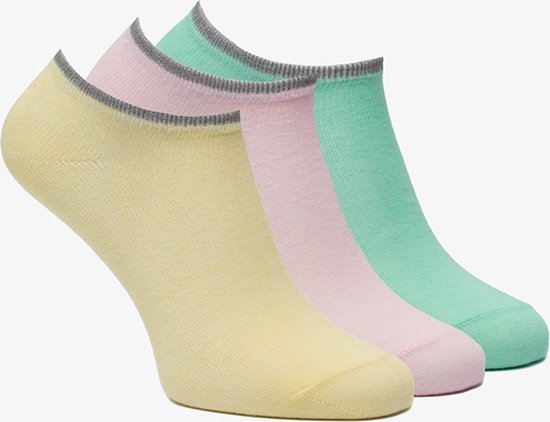 3 paires de chaussettes baskets enfant pastel - Jaune - Taille 35/38