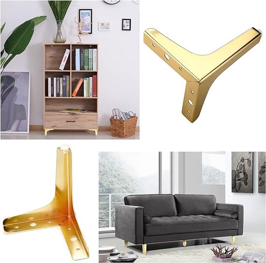 4 Pack verstelbare meubelpoten, aluminium gemaakt, metalen kastpoten, tafelpoten, banksteunvoeten, voor thuis, keuken, salontafel tv-standaard poten, verstelbare hoogte 0-8mm (35cm/13,7in, zilver