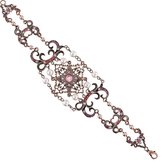Behave Dames vintage barrok armband rosè goud-kleur met parels en steentjes 21 cm