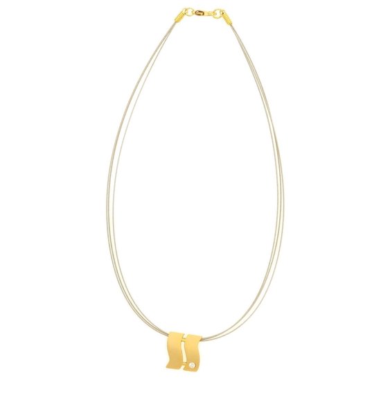 Behave Dames ketting goud- en zilver-kleur met minimalistische hanger 38 cm