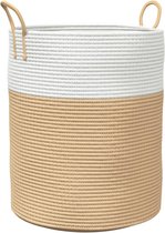 vidaXL-Opbergmand-Ø-38x46-cm-katoen-beige-en-wit