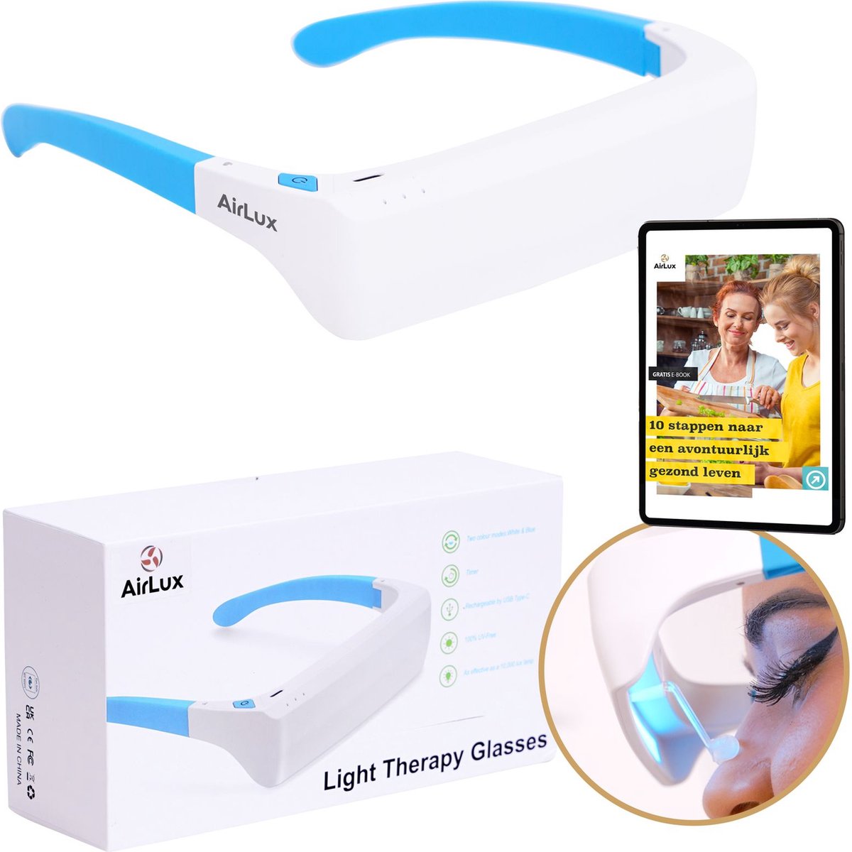 Lunettes de luminothérapie AirLux avec e-book - Lampe lumière du