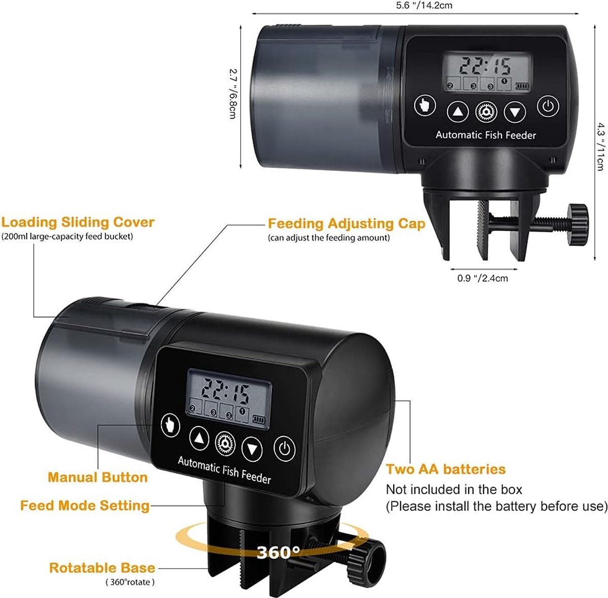 Nobleza - Voederautomaat aquarium accessoires vissen voederdispenser