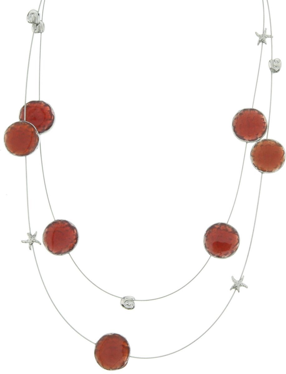 Behave - ketting met rode accenten - zomerse strandlook met sterren