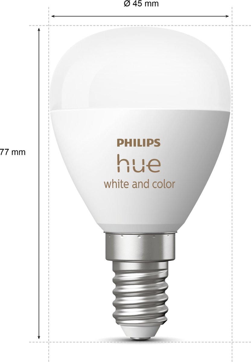 Philips Hue Starterspakket - E14 - met 4 Kogellampen - Wit en Gekleurd Licht - Incl. 1 Hue Bridge - Hue White and Color Ambiance thumbnail 8