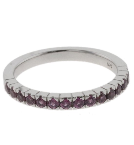 Behave Ring - zilver - 925 zilver - met paarse rodoliet steentjes - minimalistische ring - maat 56 - 17.75mm