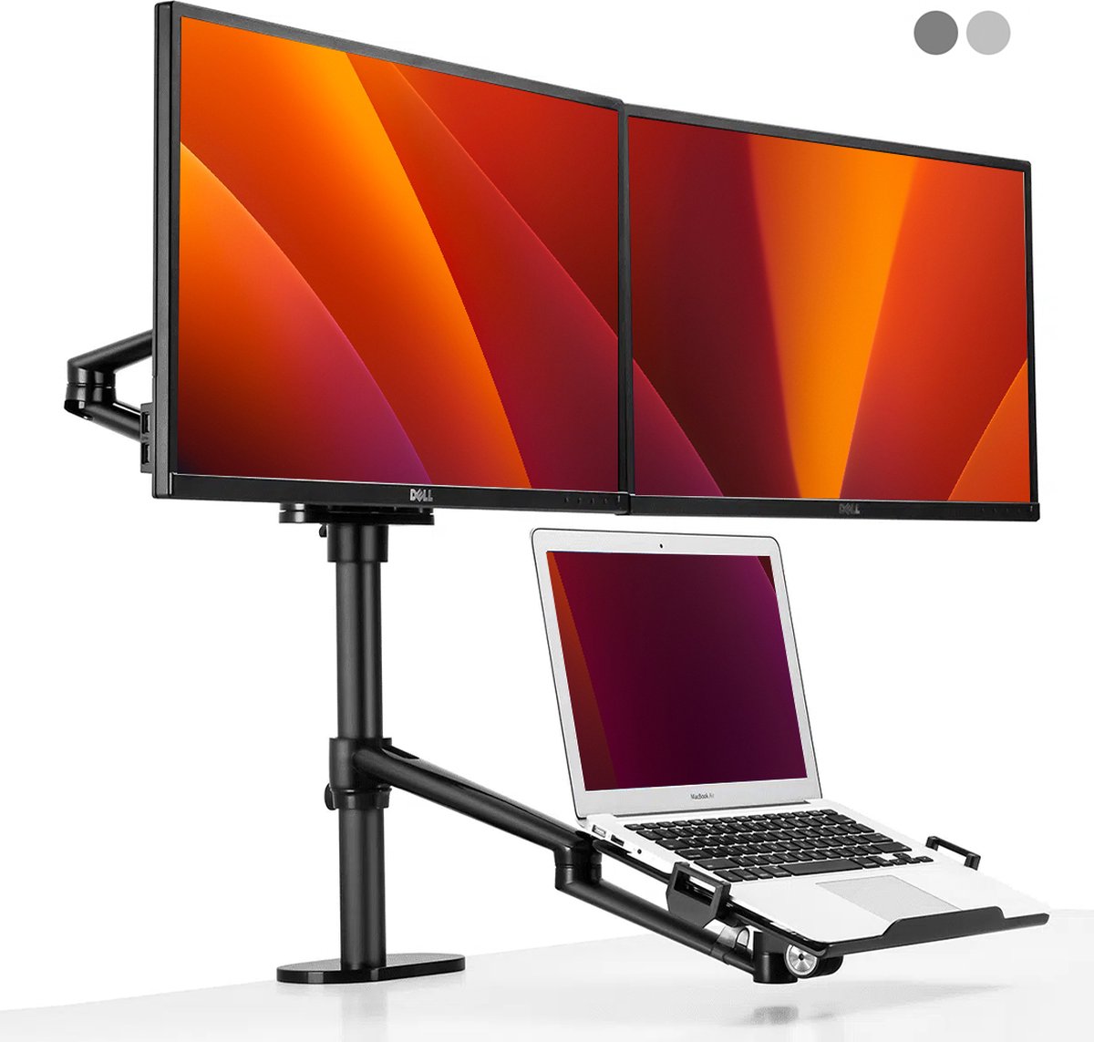 Alberenz® dubbele monitorarm met laptop standaard - voor 2 schermen - Monitorbeugel - Ergonomisch ontwerp - Laptopstandaard