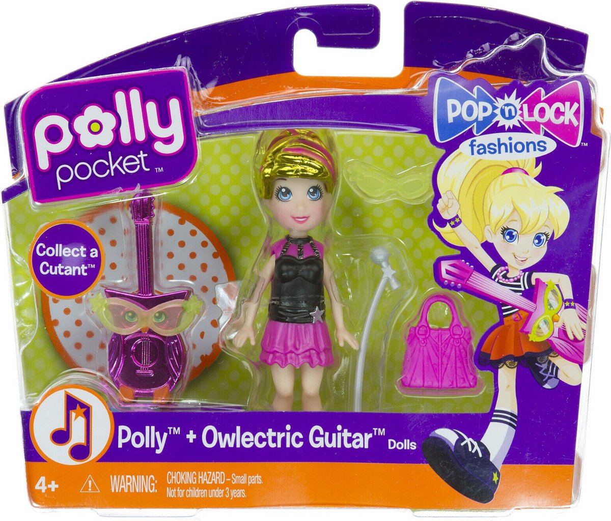 Polly Pocket Pop N Lock Fashions - Polly + Cutant Owlectric Guitar 2009 Vintage