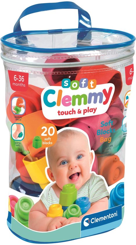 Foto: Clementoni soft clemmy stapelblokken baby blokken 20 zachte speelblokken 6 36 maanden