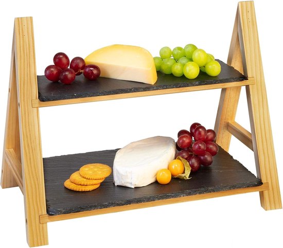 Kesper Juypal_365232 2-delig leisteen design multi-glas snijplaat, 52 x 30 x 0,8 cm, grijs