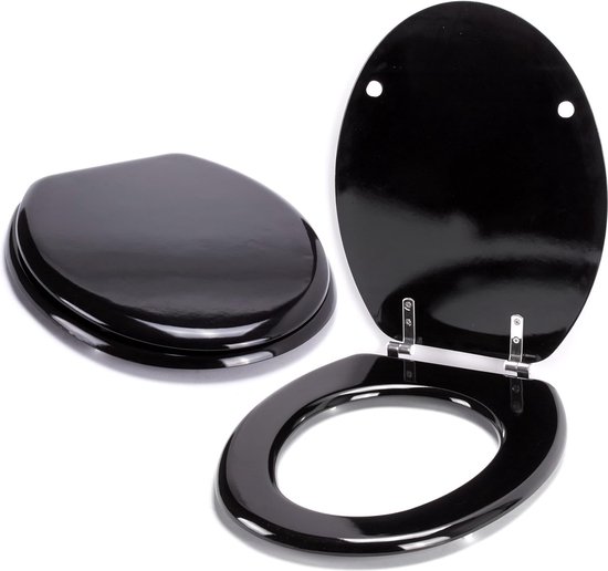 Toiletbril D-vorm, Zwart – Soft-close Automatische Sluiting, Snel Verwijderbaar – Van Duroplast, Universeel Compatibel, Eenvoudig Te Installeren