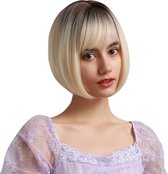 Velox Damespruik – Pruiken Dames - Hair Wig – Haarstuk – Wasbaar – Kambaar – Hoge Kwaliteit – Dames Haar – Kort – Blond