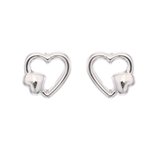 Behave Oorbellen dames – zilver kleurig - oorhangers – oorstekers – hart vorm
