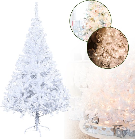 Kerstboom met warm witte LEDverlichting, kunstkerstboom met metalen