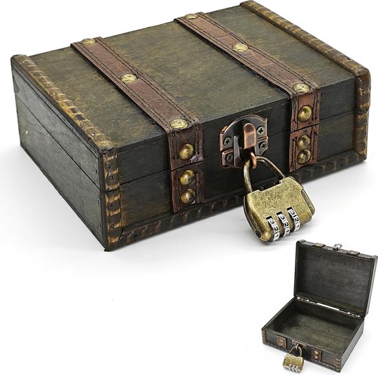 Coffre Bois Boite En Bois Vintage Coffre Au Trésor Avec Serrure