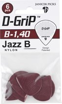 Médiators Janicek - D-Grip Jazz B - Plectre - 1,40 mm - paquet de 6