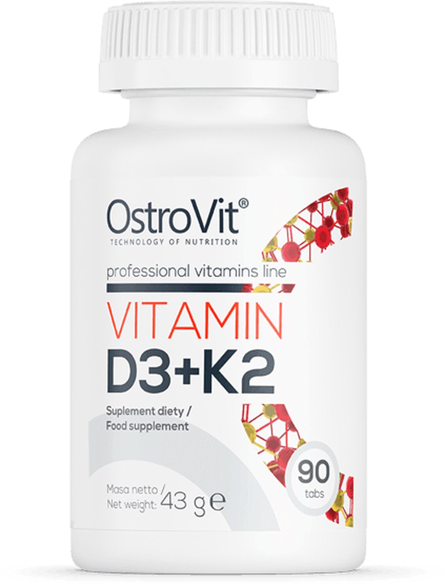 Supplementen - Vitaminen - Vitamin D3 50 µg / 2000 IU + K2 100 µg- - 100 - 90 Tablets - OstroVit