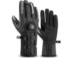 DrPhone ROCKBROS Heat2 – Warme Handschoenen – Waterdicht & Winddicht Handschoenen – Anti-slip - Reflector Met Touchscreen & Draaibare Knop voor je Polsen - Geschikt Voor Motorrijden/Fietsen – Volledige Grip – Maat L