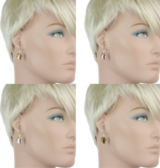 Boucles d'oreilles d'oreilles Behave - femme - couleur or - boucles d'oreilles serties de 4 pierres interchangeables