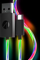 DiverseGoods 1m LED Light Up Twin Play & Charge Kabels - Geschikt voor PS5 en Switch - Snelle Oplaadmogelijkheid en Gegevensoverdracht - Opvallende LED-verlichting - Handig voor Gaming en Opladen