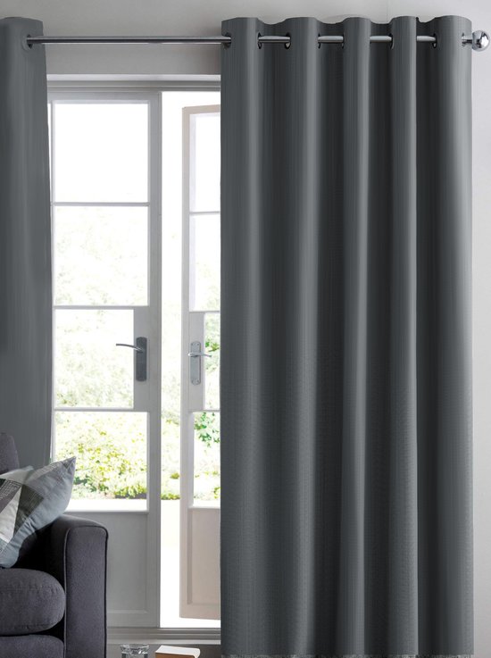 Maroyathome RUBEN - Gordijn - Verduisterend - met Ringen - kant en klaar - 144 x 180 cm - 144 cm breedte en 180 cm lengte - Donker Olifant Grijs - 1 Stuk