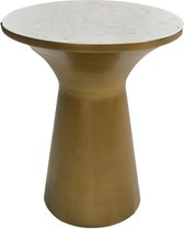 Table d'appoint Sienna - ø40x50cm - Wit/ Or - Marbre / Fer, tables d'appoint, table d'appoint extérieur, table d'appoint, table d'appoint en métal avec bois, table d'appoint carrée, table d'appoint ronde, table d'appoint industrielle