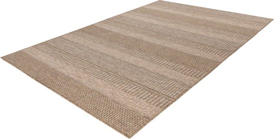 Lalee Costa - aspect sisal - tapis ibiza - tapis d'extérieur - intérieur et outdoor- ondulation plate - poils courts - tresse - motif indigène - résistant à l'eau - tapis de jardin - 120x170 cm beige