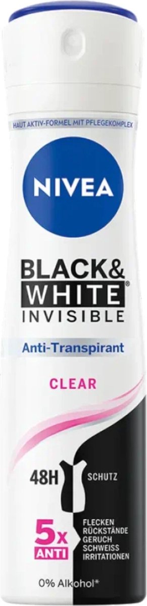 Goedkoopste NIVEA Deo Spray Antitranspirant Black&White Invisible, 150 ml
