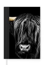 Notitieboek - Schrijfboek - Schotse hooglander - Goud - Vacht - Dieren - Koe - Notitieboekje klein - A5 formaat - Schrijfblok