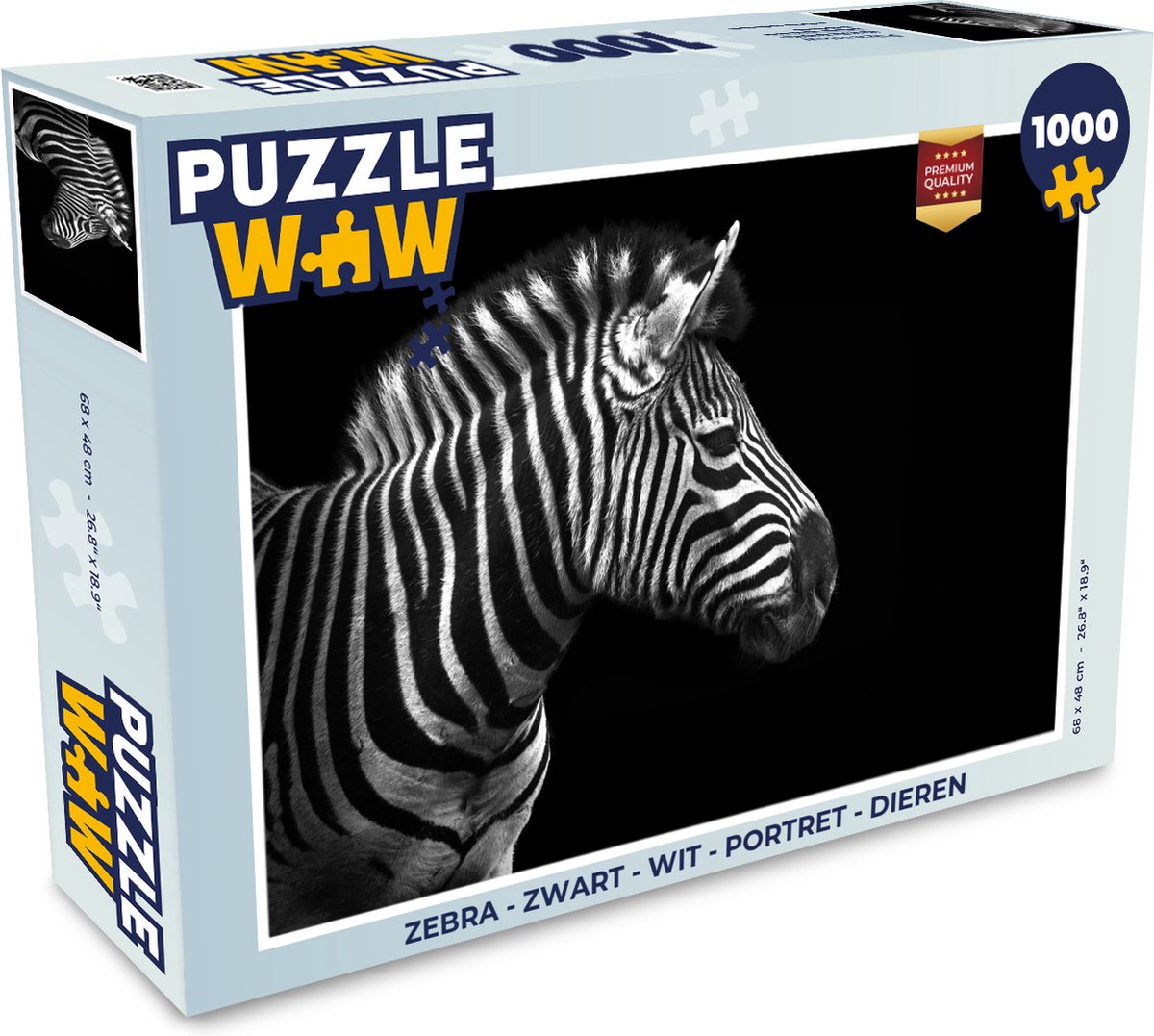 Puzzel Zebra - Zwart - Wit - Portret - Dieren - Legpuzzel - Puzzel 1000 stukjes volwassenen