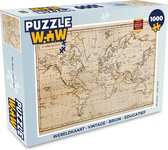 Puzzel Wereldkaart - Vintage - Bruin - Educatief - Legpuzzel - Puzzel 1000 stukjes volwassenen