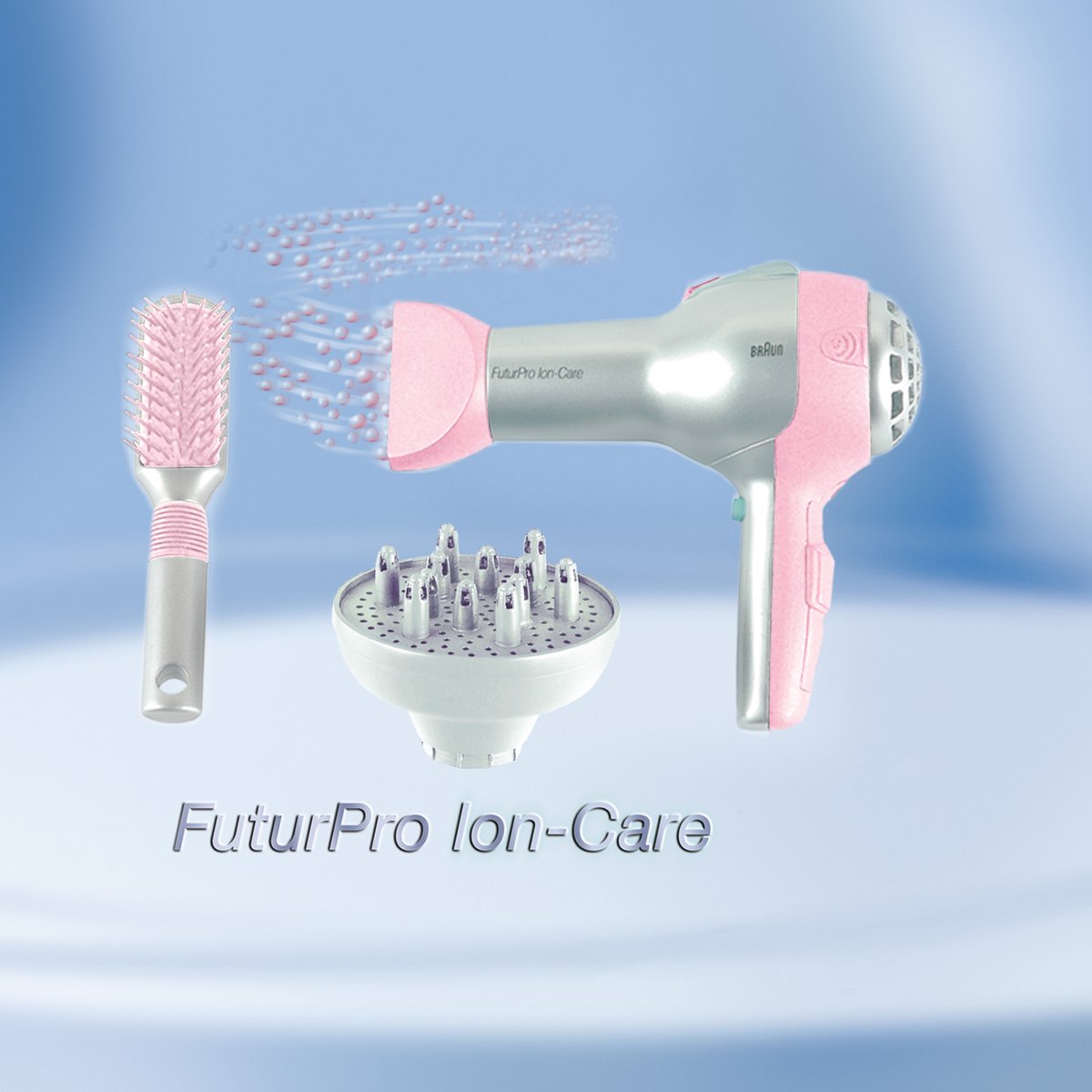 Klein Toys Braun haardroger met diffuser en borstel - incl. ventilator met koude-lucht-mechanisme - roze grijs — afbeelding 4