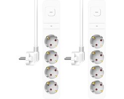 2-Pack ELRO ES704 Stekkerdoos 4-voudig met overspanningsbeveiliging | 1,5m snoer en schakelaar | Gamers & Audiofielen | Geaarde stekker | Brandveilig | TÜV getest | Wit