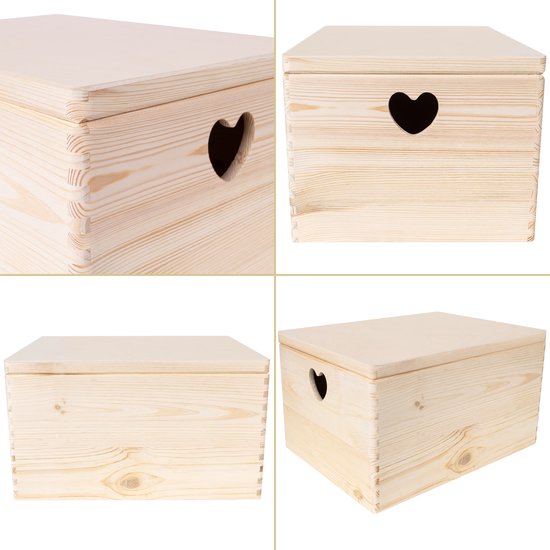 Boîte de Rangement en Bois Verte Creative Deco - 30 x 20 x 14 cm - avec Couvercl